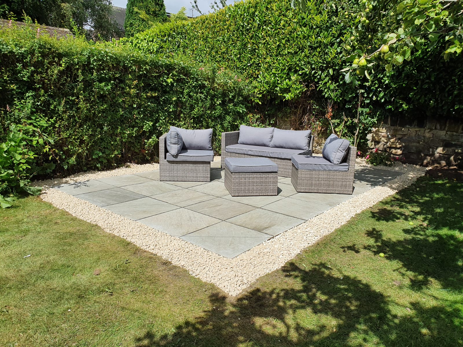 finished patio with garden furniture in Birley Sheffield