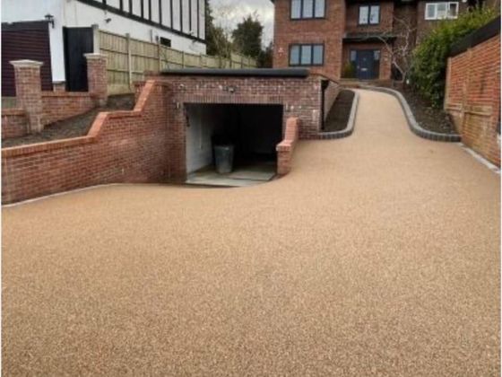 Driveways Sheffield buff coloured  resin driveway and pathway in Sheffield
