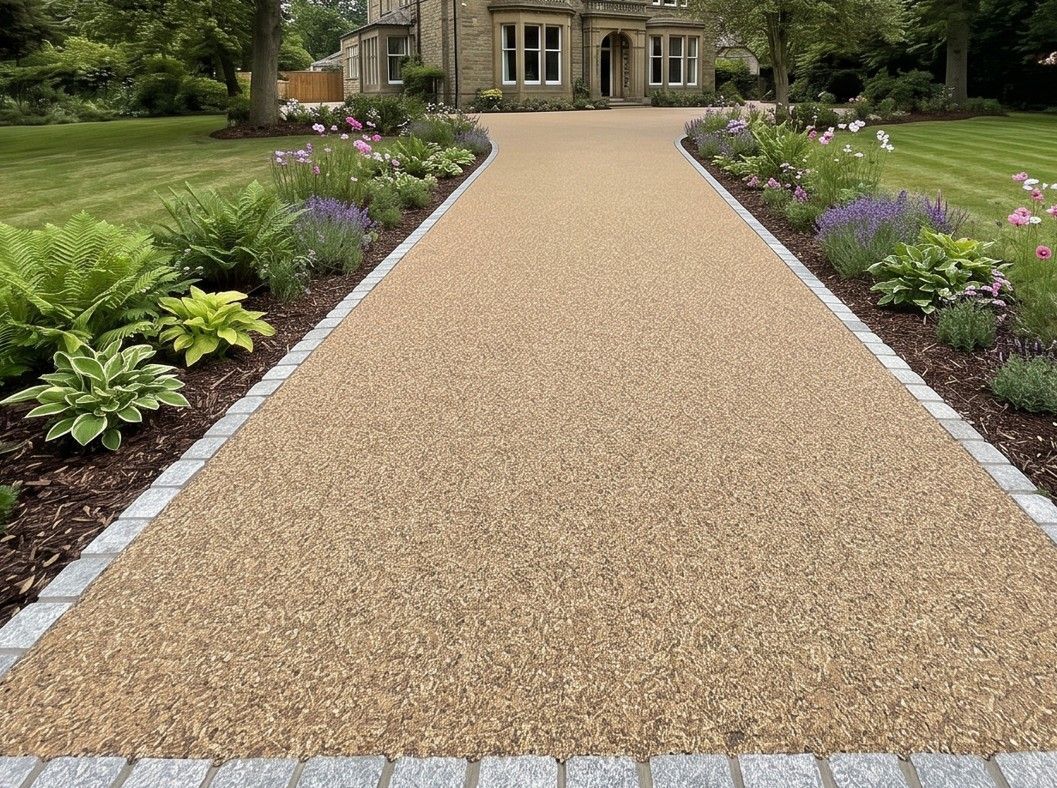 New resin bound driveway after installation in Dore S17 Sheffield