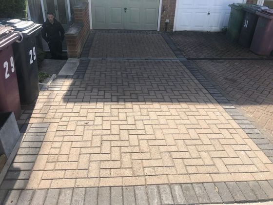 Herringbone Block Paving with Charcoal Block Edging installed in Sheffield
