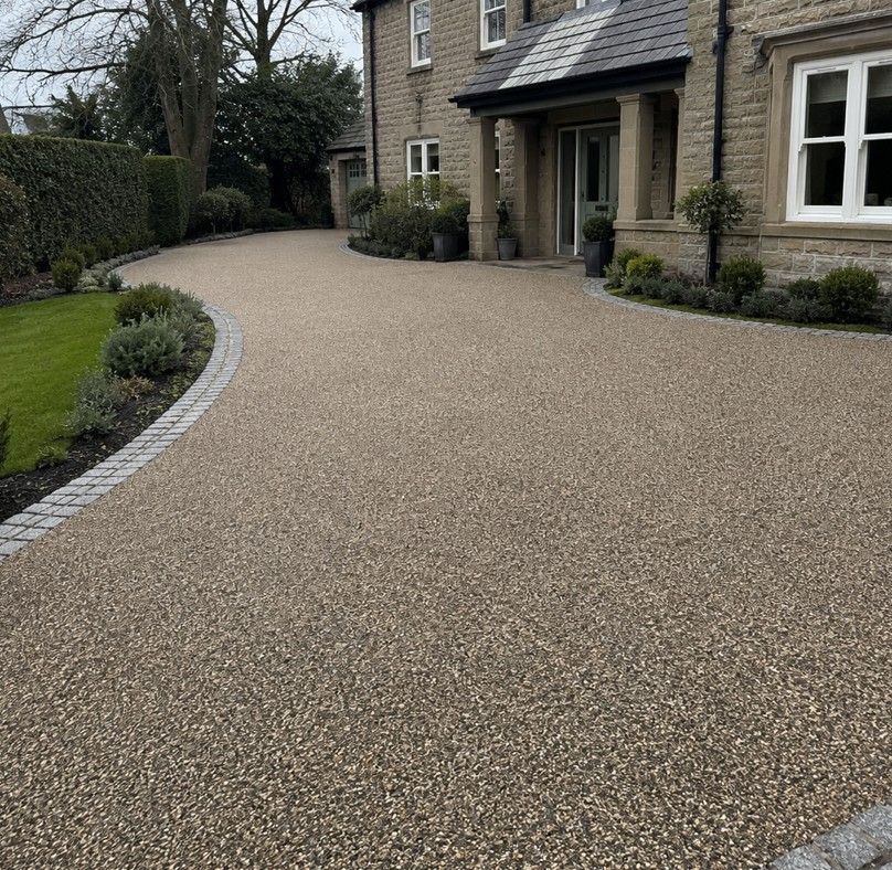 Large resin bound driveway on a detached stone property in Dore Sheffield S17
