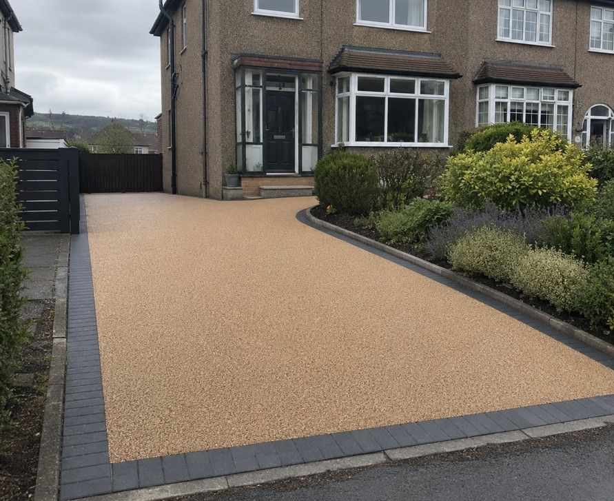 Resin bound driveway installed on a semi-detached property in Killamarsh Derbyshire S21
