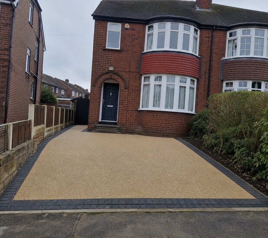 Resin bound driveway on a 1930s semi-detached house in Woodhouse Sheffield S1