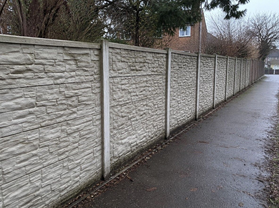 Concrete fencing installed alongside a public foothpath in Sheffield