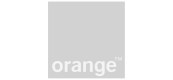 Un logo orange gris et blanc sur fond blanc