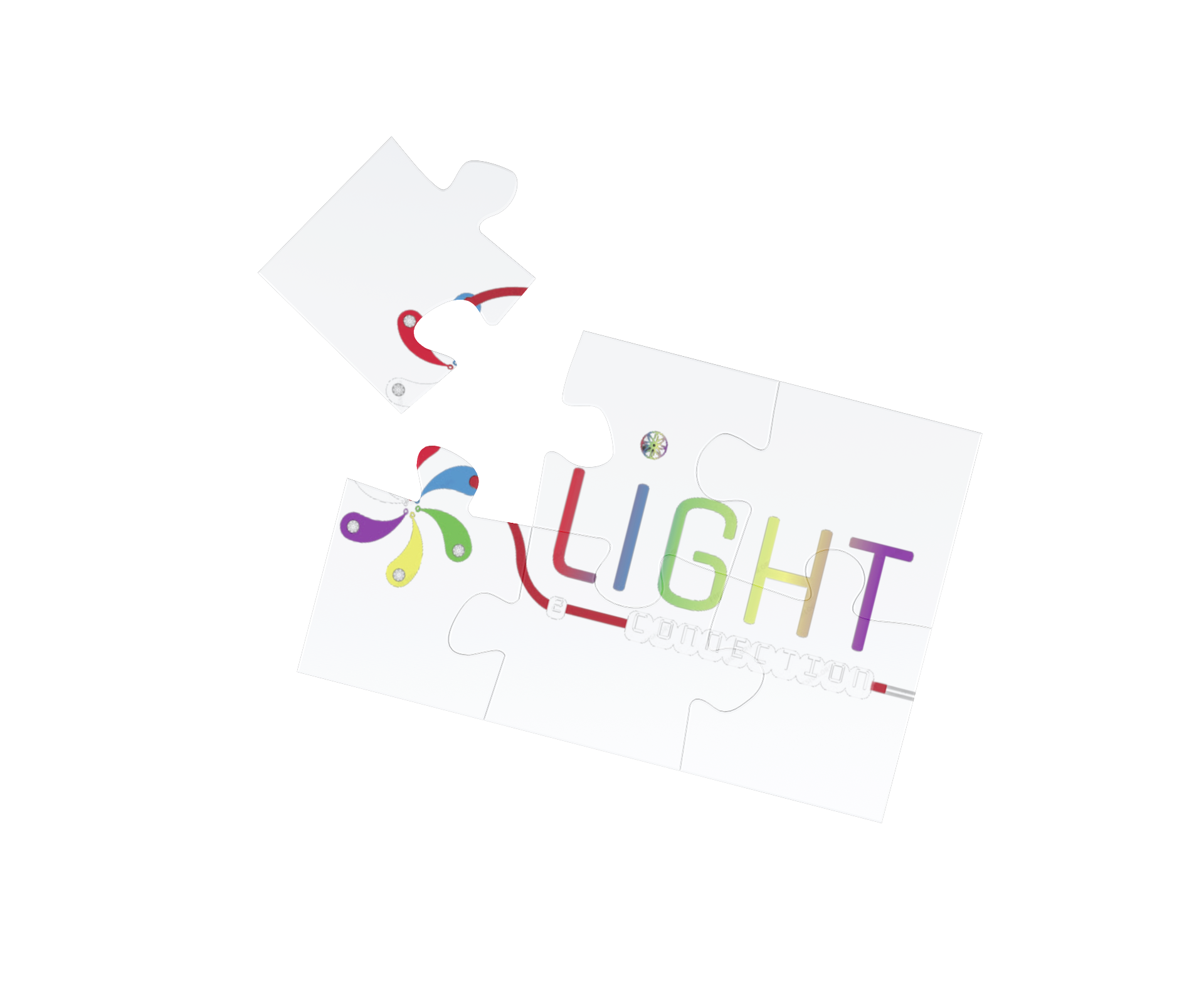 Un puzzle blanc avec le mot lumière écrit dessus.