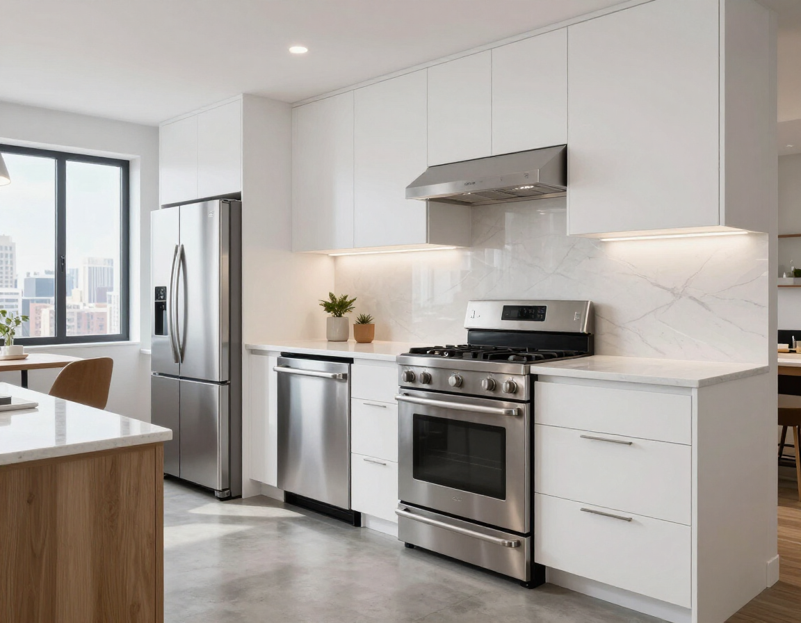Updated kitchen with modern cabinetry and appliances
