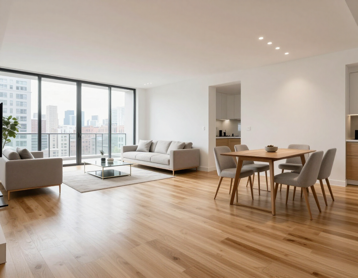 Open-concept living and dining area