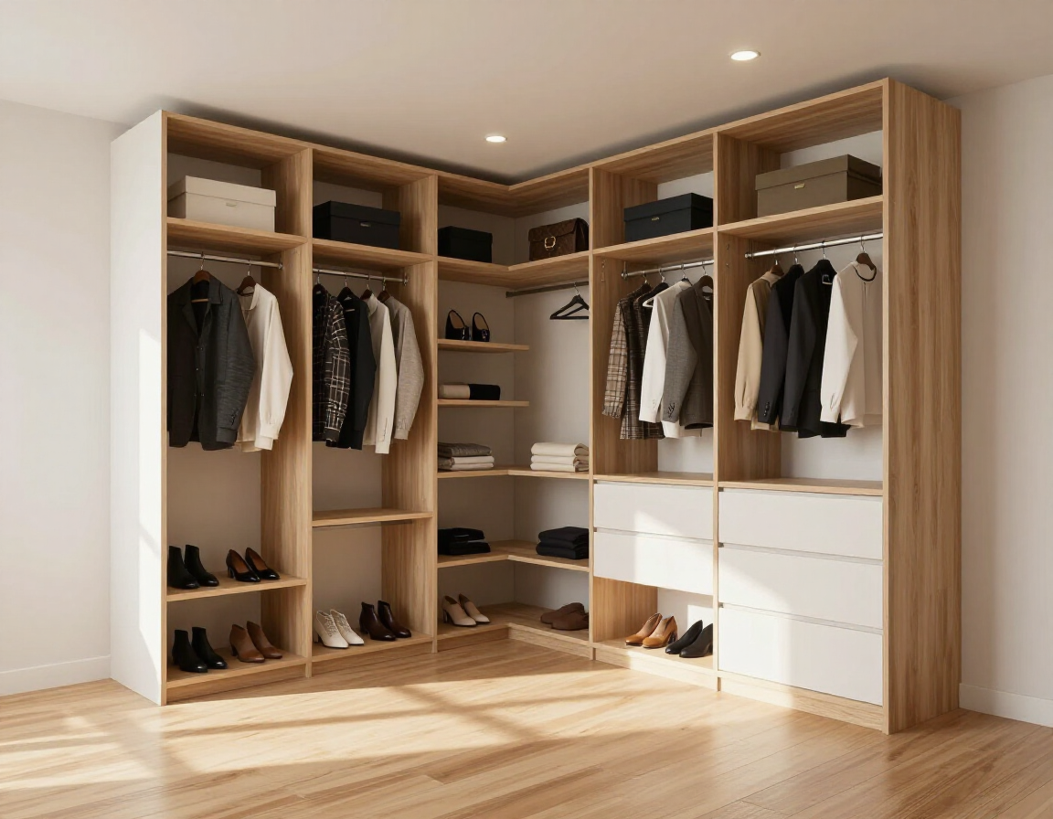 Spacious closet with built-in storage