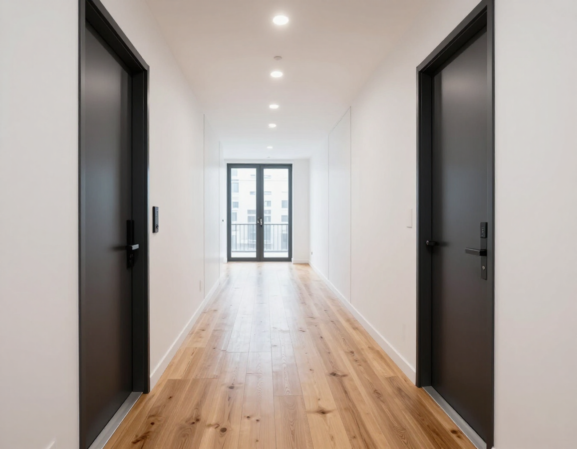 Clean and bright building hallway