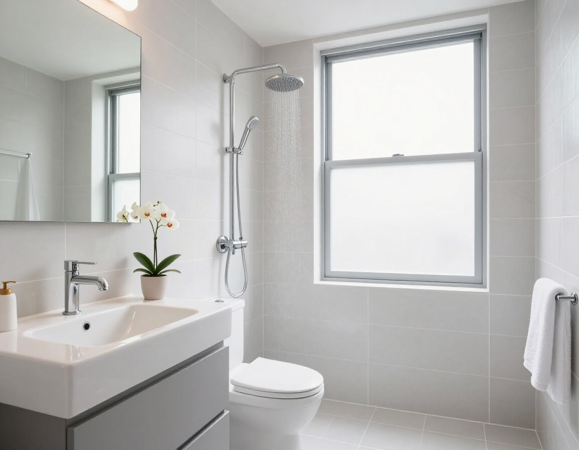 Modern bathroom with contemporary tile and fixtures