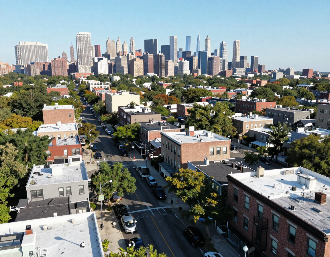 Aerial view of Jamaica Queens neighborhood