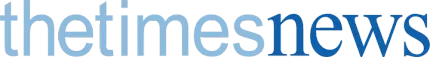 A blue and white logo for the times news
