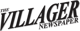 The logo for the villager newspaper is black and white.