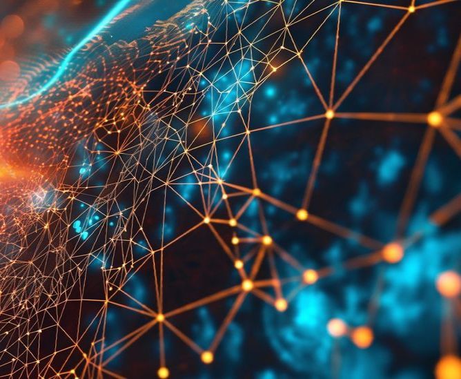A computer generated image of a globe network