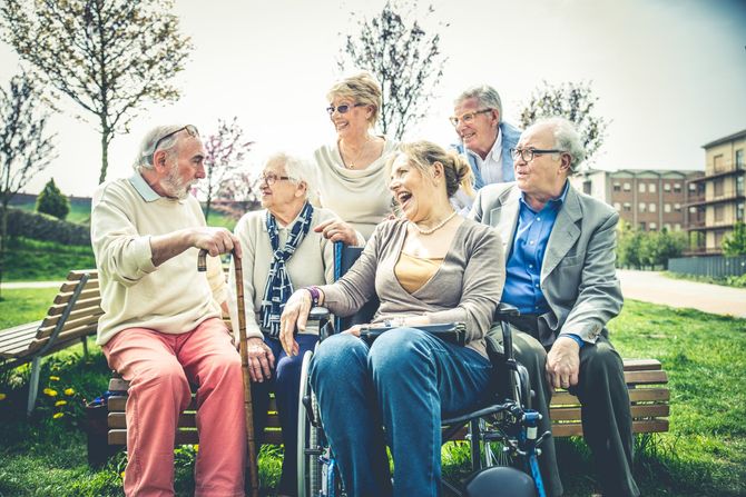 Group of elder people bonding outside