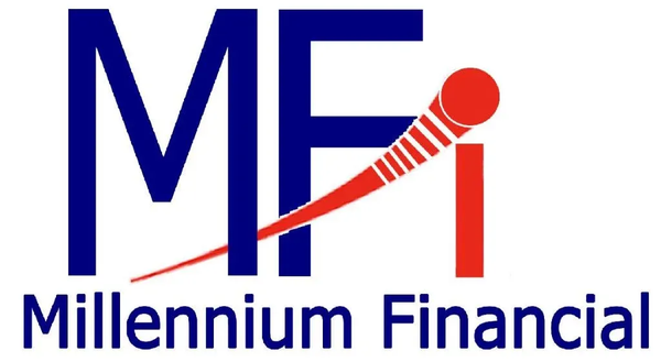 Logo of Millennium Financial; blue 
