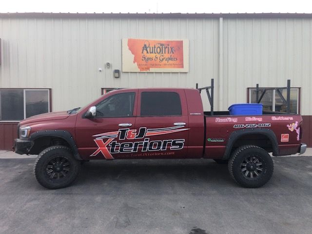 Red pickup truck with 