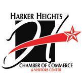 The logo for the harker heights chamber of commerce and visitors center.