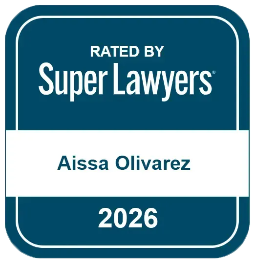 Super Lawyers rating badge for Aissa Olivarez, 2026, teal and white.