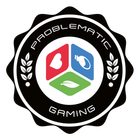 Black circular logo reading “Problematic Gaming” around a red, blue, and green cube emblem.