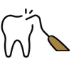 Tooth being examined by dental tool.