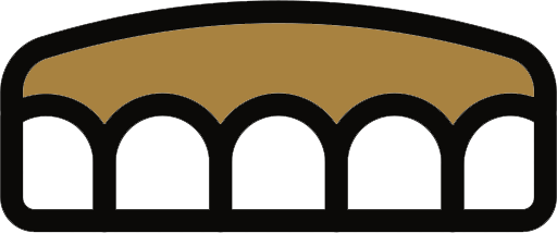 A brown and black simplified icon of a bridge.