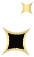 Two golden-yellow squares: one small above a large, black-centered square.