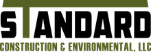A logo for "STANDARD Construction & Environmental, LLC" with black text and a green bar above the first letter "T".