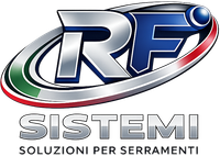 RF Sistemi logo in blue, silver, red and green with the tagline “Soluzioni per serramenti”