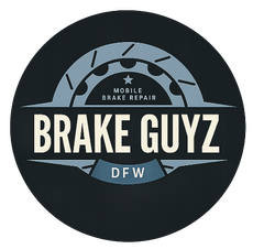 Brake Guyz DFW logo with a gray brake rotor and bold white text on a black circle