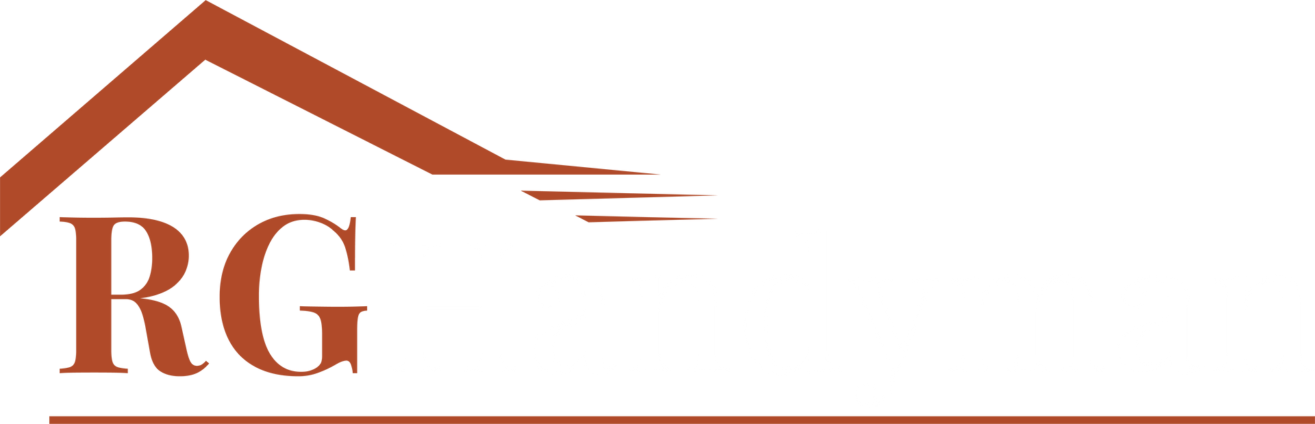 RG logo with a brown roofline and stylized lines above the letters