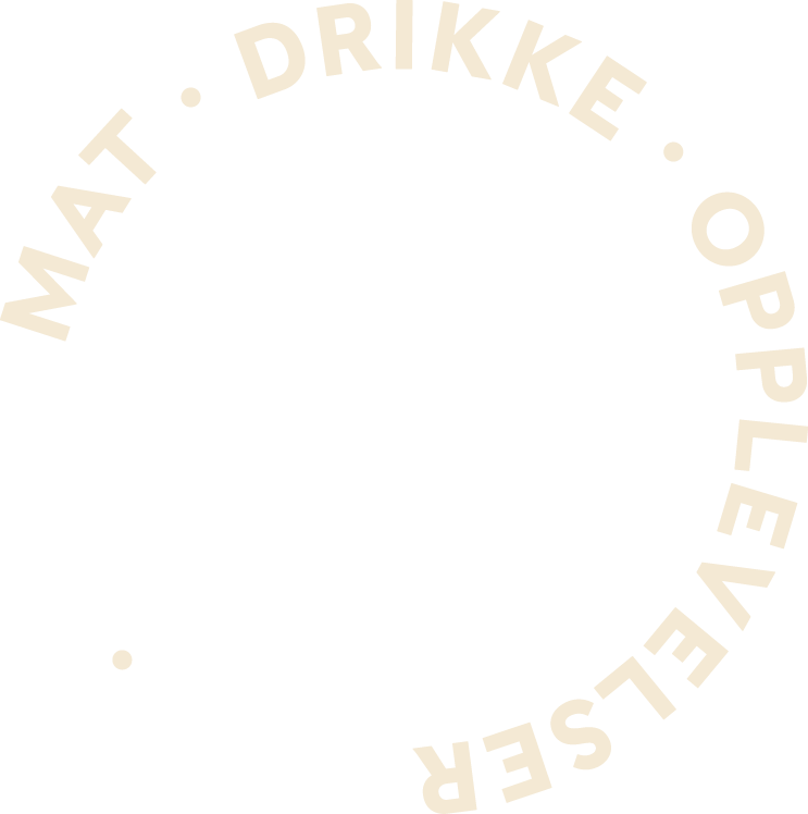 En sirkel med ordene mat , drikke , opplevelser skrevet inni den.