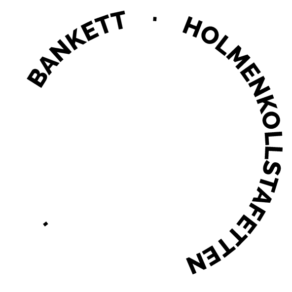 En svart-hvitt-logo for en restaurant i en sirkel på hvit bakgrunn.