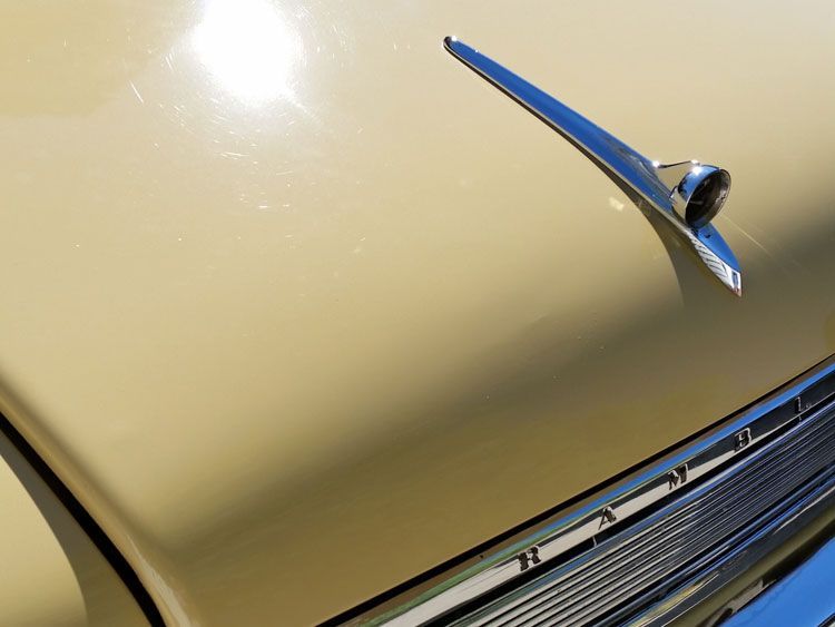 A close up of the hood of a car