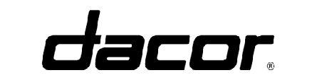 Dacor logo in black lowercase letters on a white background