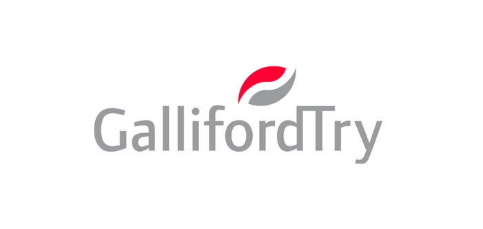 Galliford Try logo with a red and gray curved symbol above the text.