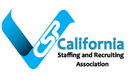 California Staffing and Recruiting Association logo in blue and black with chain-link icon