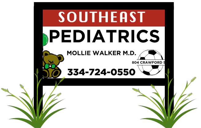 a sign that says southeast pediatrics on it