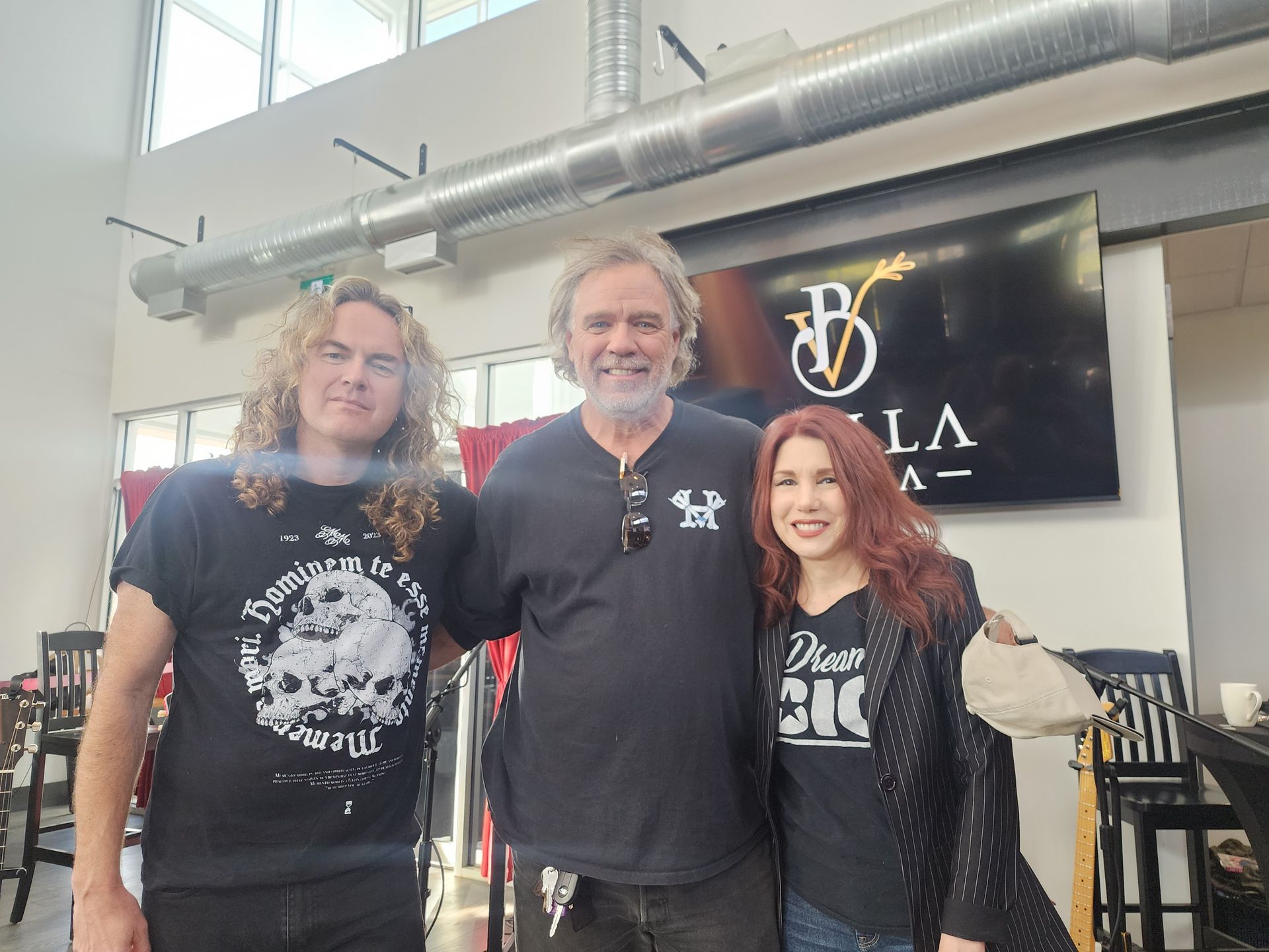 Guitars for Vets workshop, Calgary, AB: Sean Kelly, Matt Paproski, and Lee Aaron.