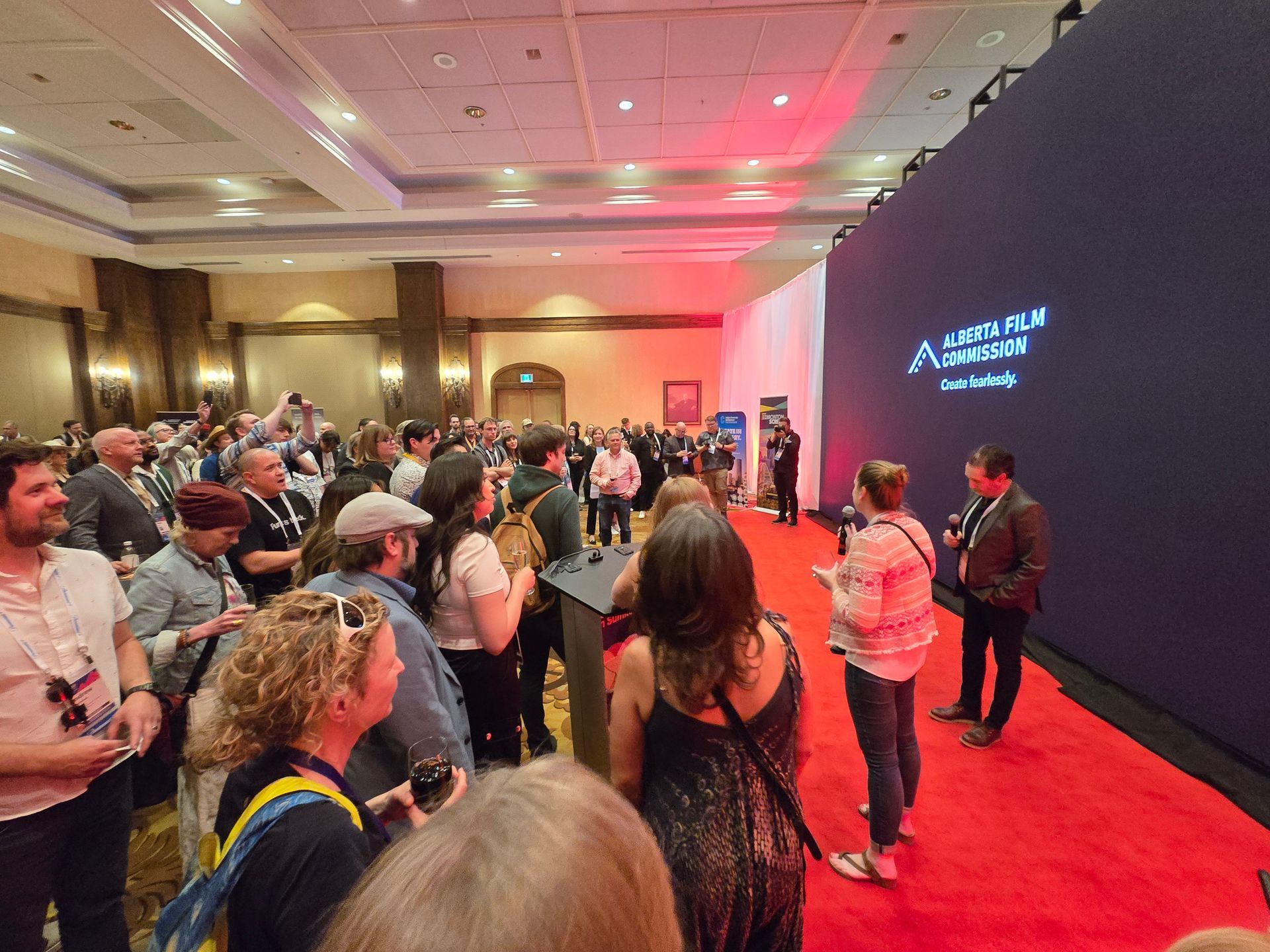 Banff World Media Festival: AMPIA Mixer with AB Minister Tanya Fir and CEO Luke Azevedo of Edmonton Screen.
