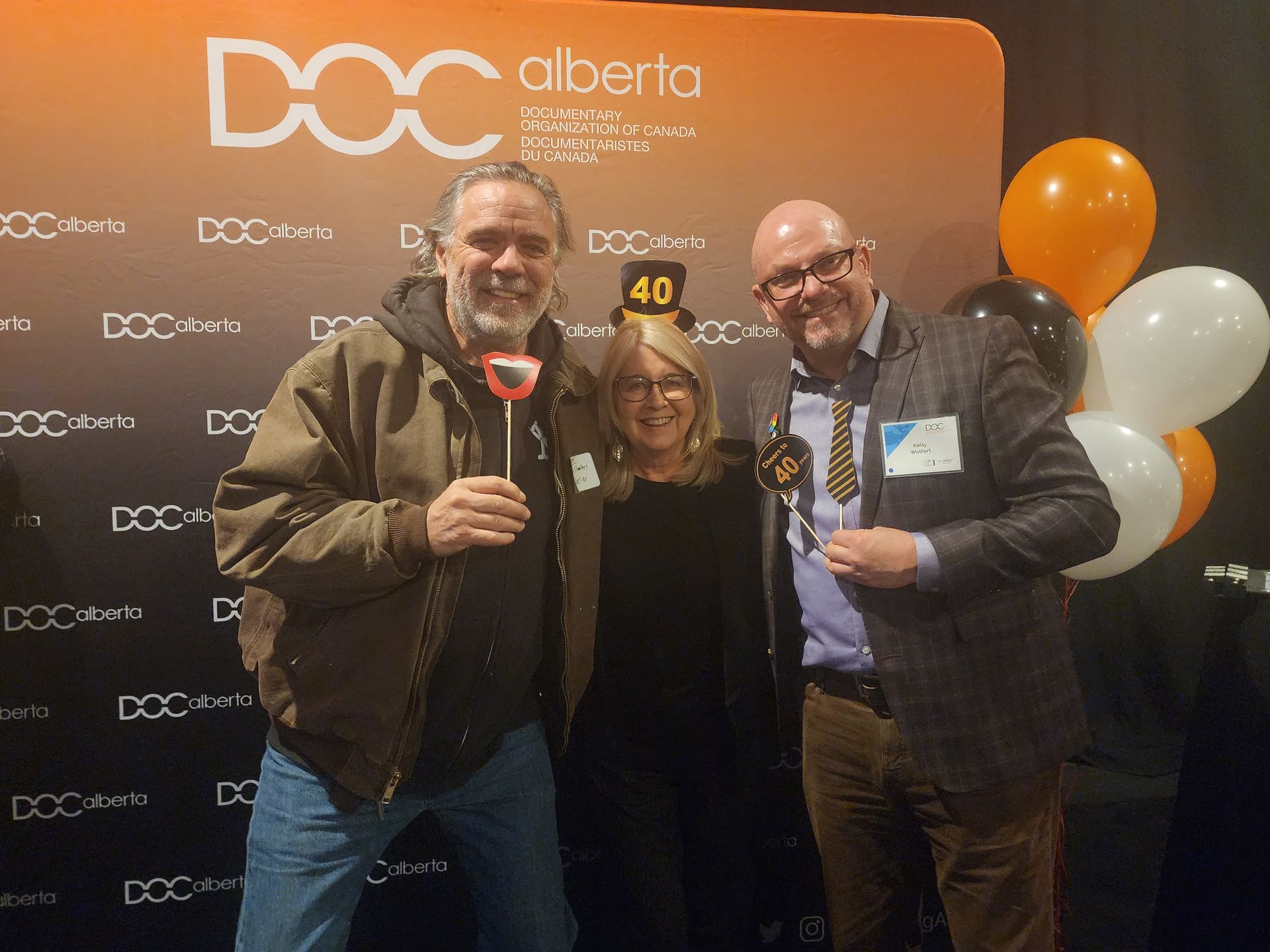 DOC Alberta event, Edmonton: Matt Paproski with NFB producer Bonnie Thompson and producer Kelly Wolfert.