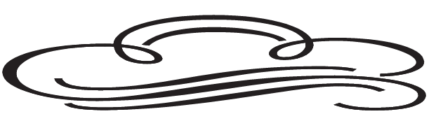 Ornate, decorative swirl design element in black.