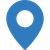 Blue location pin icon with a white center circle