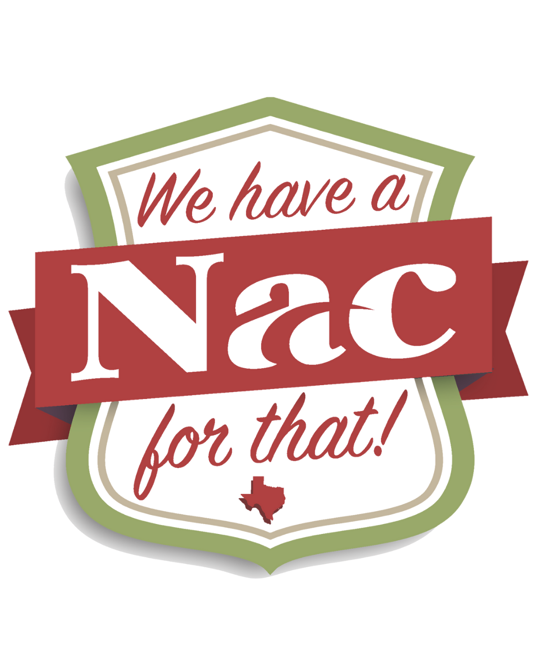 Logo reading “We have a NaC for that!” in red, white, and green with a small Texas shape