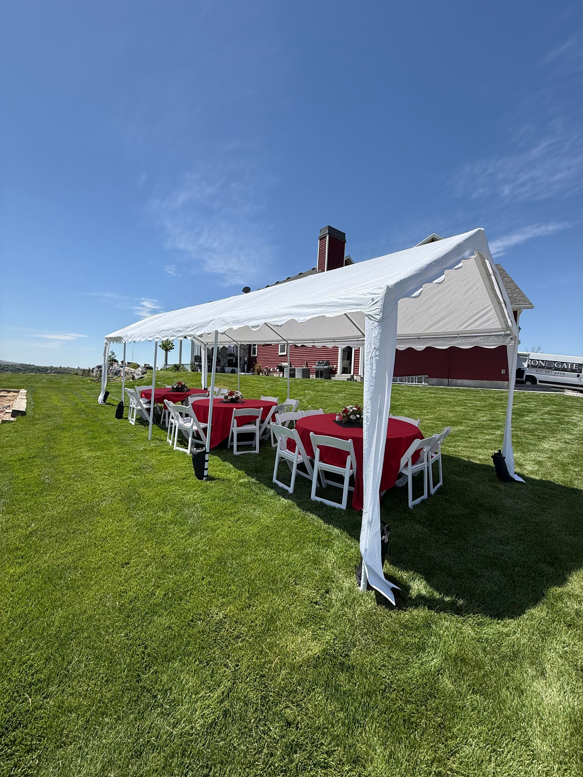 Covered outdoor event space using tent and shade rentals