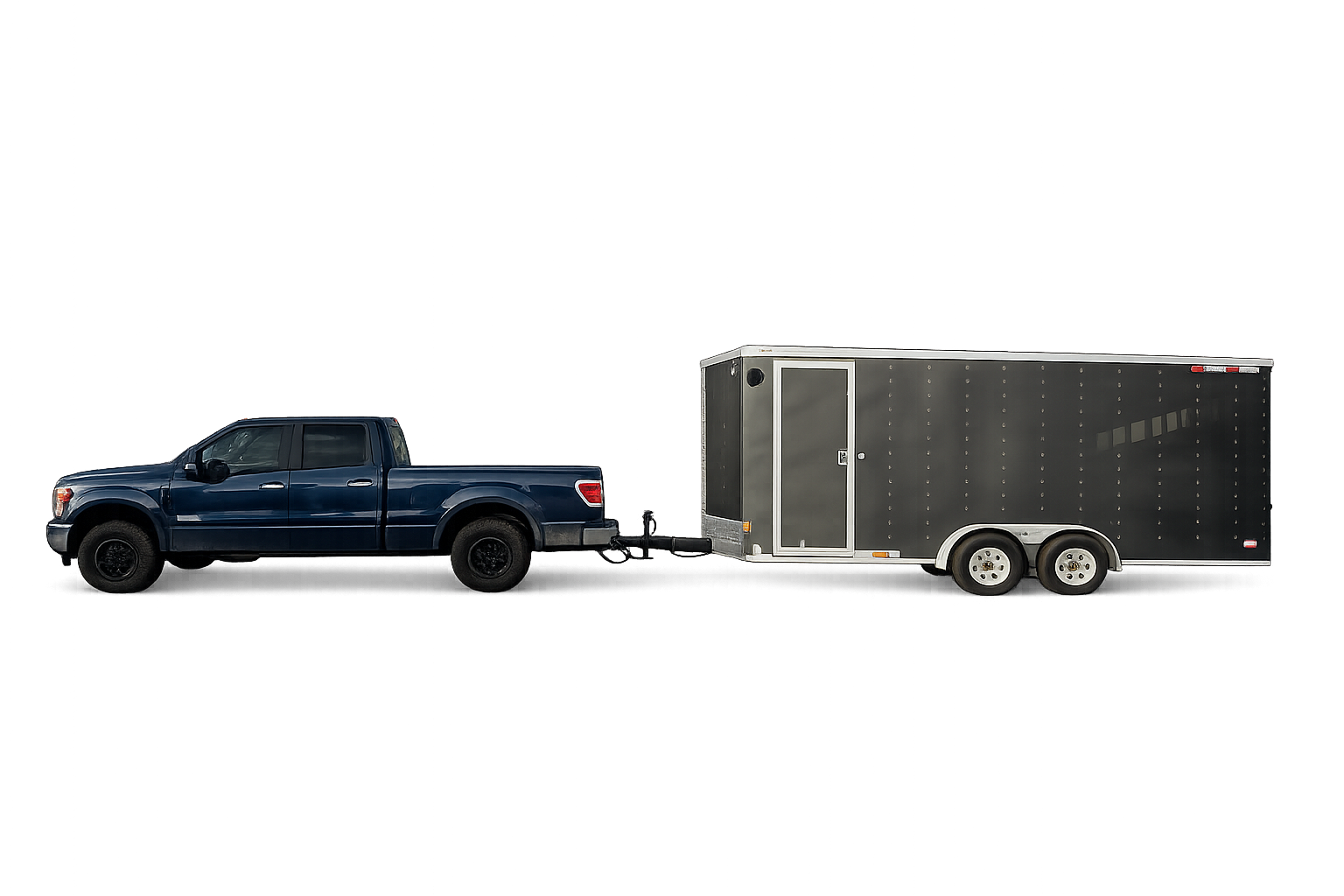 Delivery truck and enclosed trailer used for event rental delivery, setup, and pickup services in Logan, Utah.