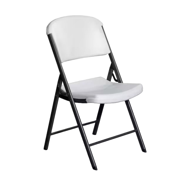 White standard folding chair rental for weddings, parties, receptions, and event seating in Logan, Utah.