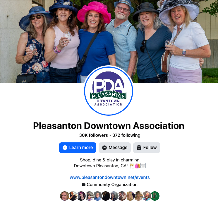 Image of Pleasanton Downtown Association's downtown Facebook page