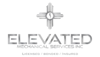 Elevated Mechanical Services logo with gray industrial emblem and &ldquo;Licensed / Bonded / Insured&rdquo; text